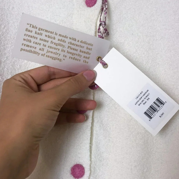 NEW LoveShackFancy Aidyn Crop Knit Puff Sleeve Cardigan in Malibu Sunset XS NWT - Picture 5 of 9